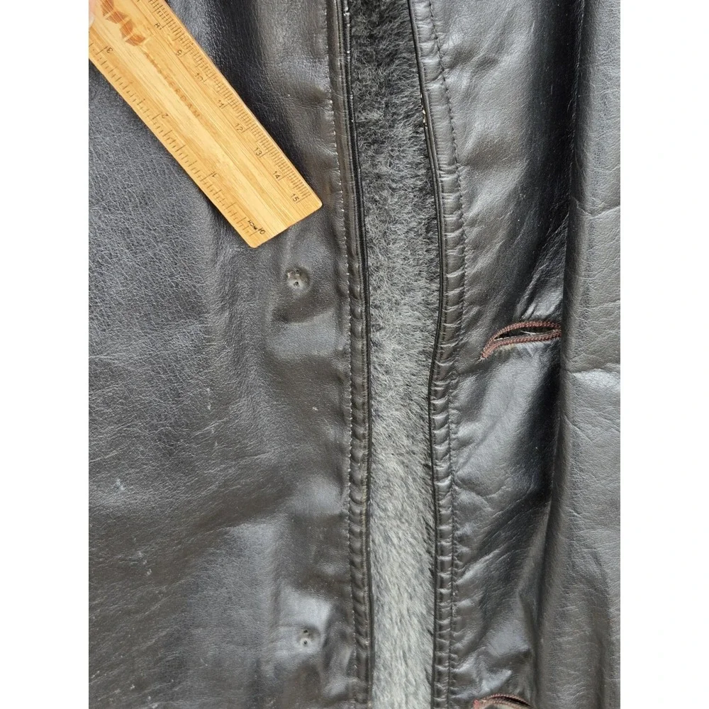 VTG 50s IRVIN FOSTER ZIP OUT Horsehide Leather Shearling Coat Jacket USA Mens 44